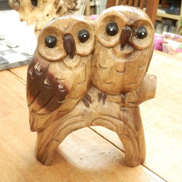 フクロウ　木彫り　彫刻　オブジェ　ふくろう　梟　30cm フクロウ木彫り彫刻オブジェふくろう梟30cm