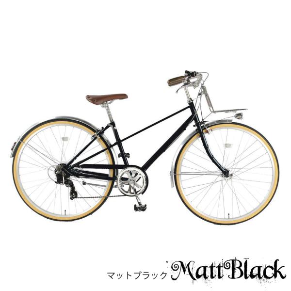 (引取限定)シティサイクル 27インチ ブラック　レトロ風　おしゃれ　昭和風 自転車 27インチ シティサイクル 外装7段 オートライト センター