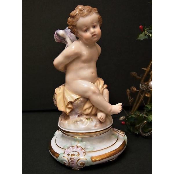 ドイツ マイセン C1870 羽と手を縛られた天使のケルビム フィギュリン