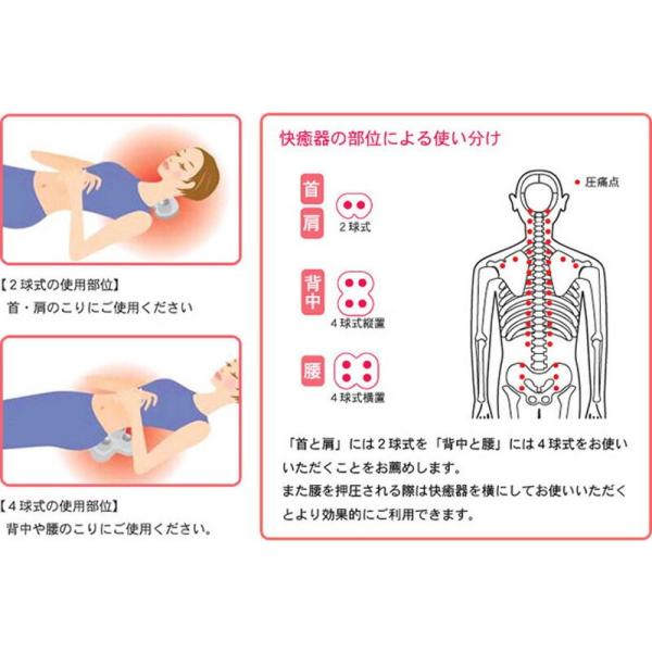 中山式快癒器強弱機能付F型4球式快癒器こし腰肩かた背中マッサージ器