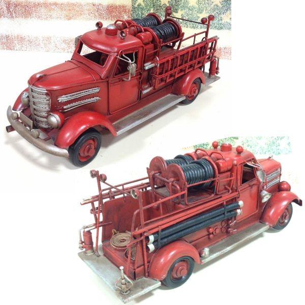 ビンテージ風 ブリキ ミニチュアカー Lサイズ ファイヤー