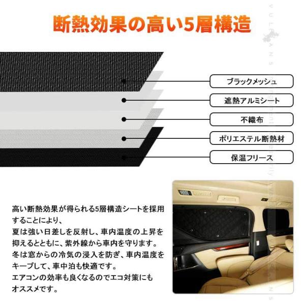 トヨタ プリウスα 40系 サンシェード ブラックメッシュ 5層構造 1台分 車中泊 燃費向上 アウトドア キャンプ 紫外線 UVカット 日除け  エアコン 10点set /【Buyee】