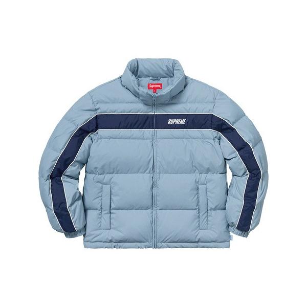 2018AW Supreme Stripe Panel Down Jacket Light Blue ...