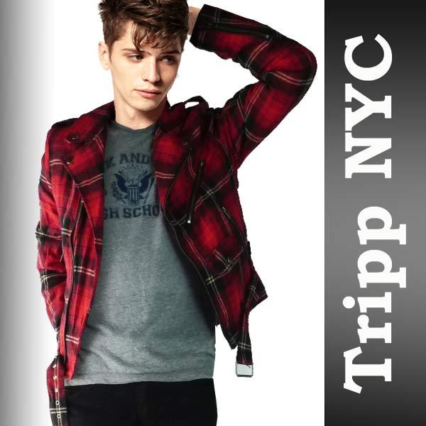 ★SB101NO/TRIPP NYC/パンク/チェック/ライダース/ジャケット Tripp NYC(トリップ ニューヨーク）Trash&VaudeVillオリジナル