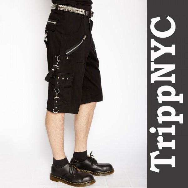 Tripp NY ジップ ボンテージ ハーフパンツ ブラック パンク ロック