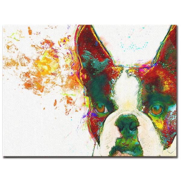 Watch】 ボストンテリア Mサイズ ワンにゃんアートキャンバス