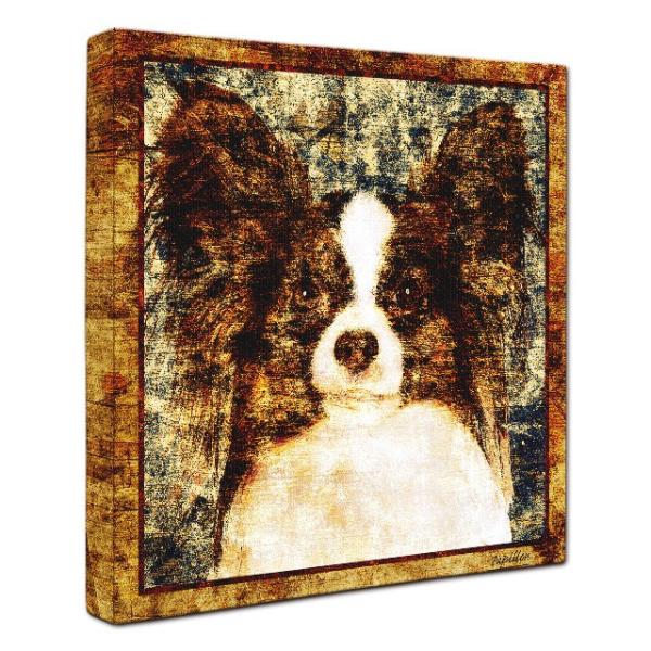 【A】4作品　パピヨン　犬　原画　キャンバス　BAEZ3 BAEZ3