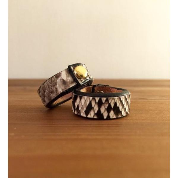 16号/蛇革リング/指輪/本革レザーリング国産レザー職人