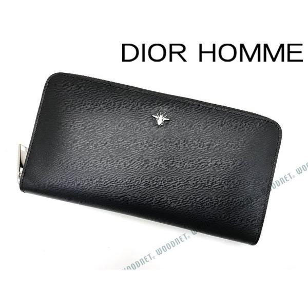 DIOR HOMME ディオールオムBEE 型押しレザー ジップアラウンド長財布