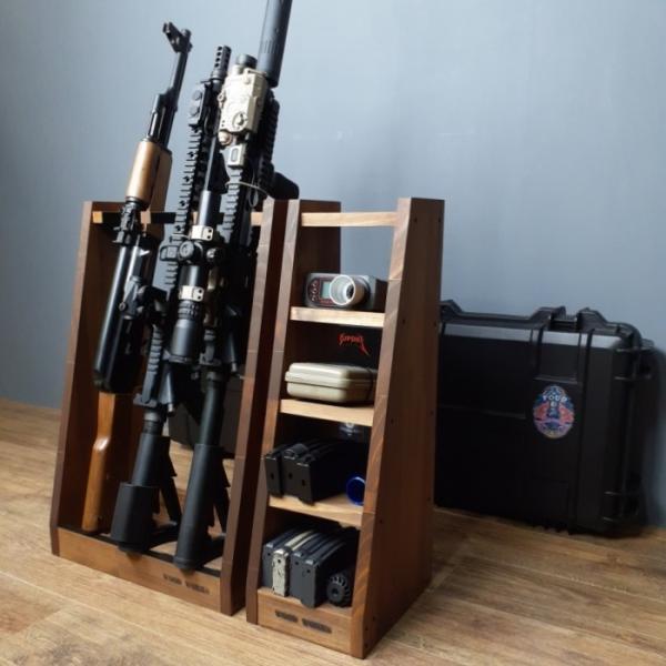 WOODWORKS ガンラック 3丁掛 (色:ブラウン) 木製 日本製 WOODWORKS ガンラック 3丁掛 (色:ブラウン) 木製 日本製