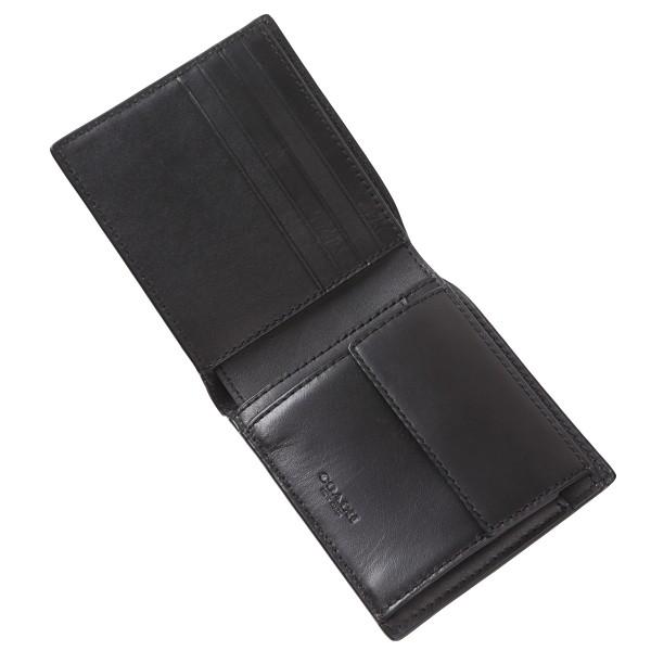 ✨️COACH ブラック シグネチャー✨️　二つ折り財布　保存袋＆お箱付き コーチ COACH 二つ折り財布 アウトレット シグネチャー メンズ 二つ折