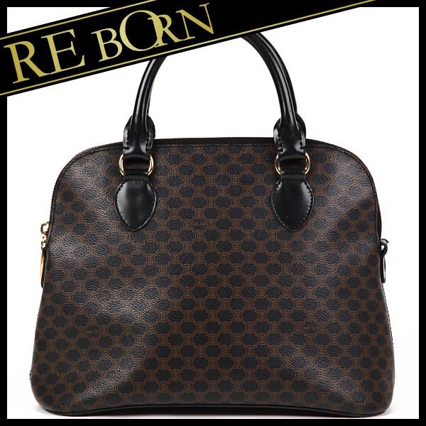 セリーヌ CELINE バッグ マカダム柄 黒×ダークブラウン トートバッグ