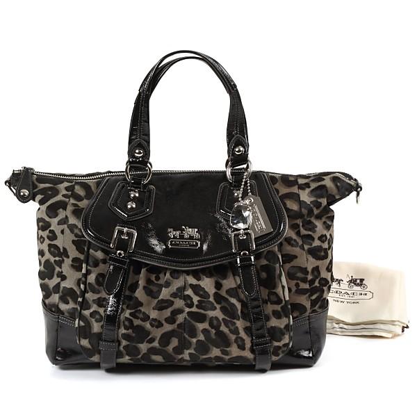 COACHコーチバッグ 美品 アウトレット ハラコレザー トート 豹柄 15418 