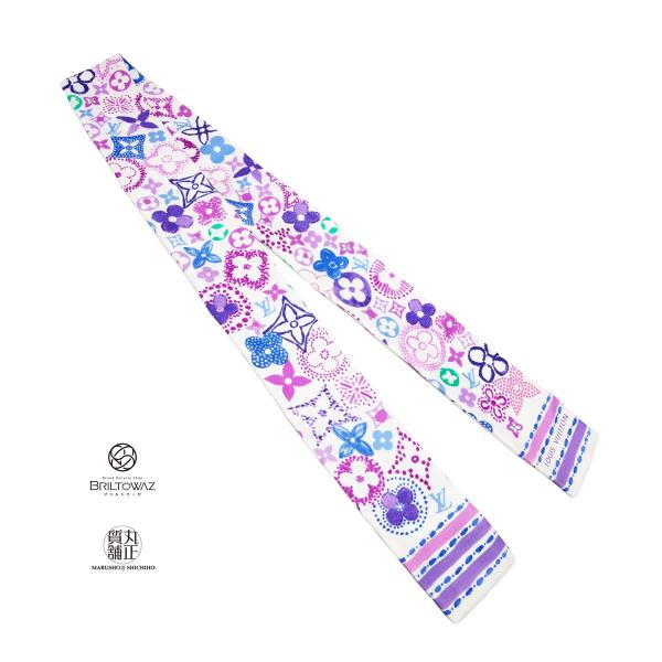 ルイヴィトン スカーフ バンドー・モノグラムフラワー 白系