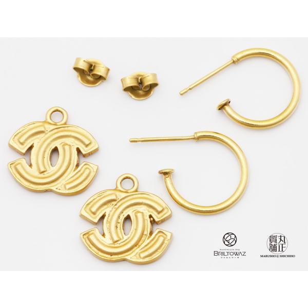 即日発送！シャネル ピアス ココマーク フープ ゴールド金具 2001年春01P 即日発送！シャネル ピアス ココマーク フープ ゴールド金具