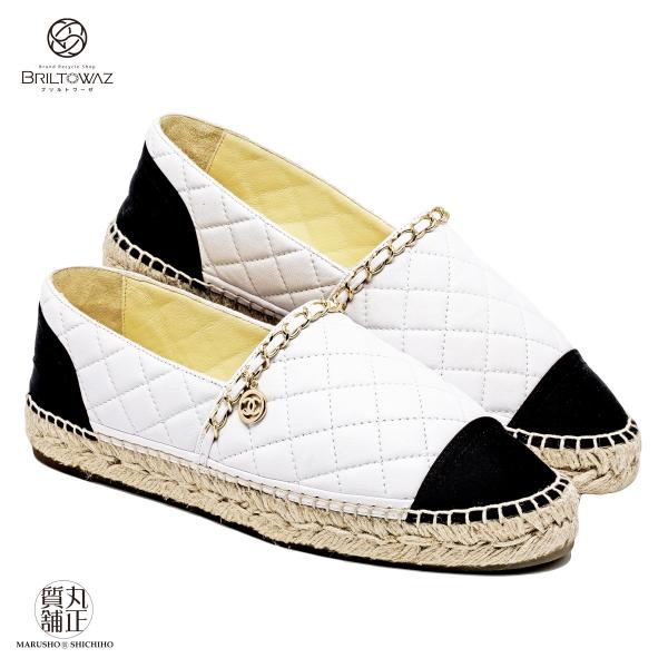CHANEL ココ シャネル エスパドリーユ フラットシューズ 24.5cm