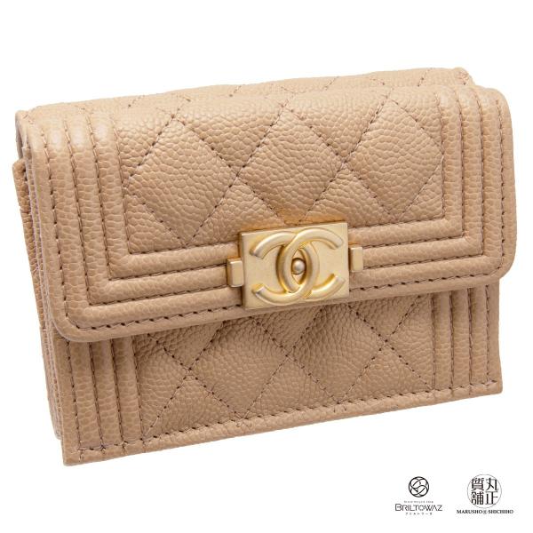 シャネルスモールウォレットBOY CHANEL ミニ財布2018年キャビアA84432