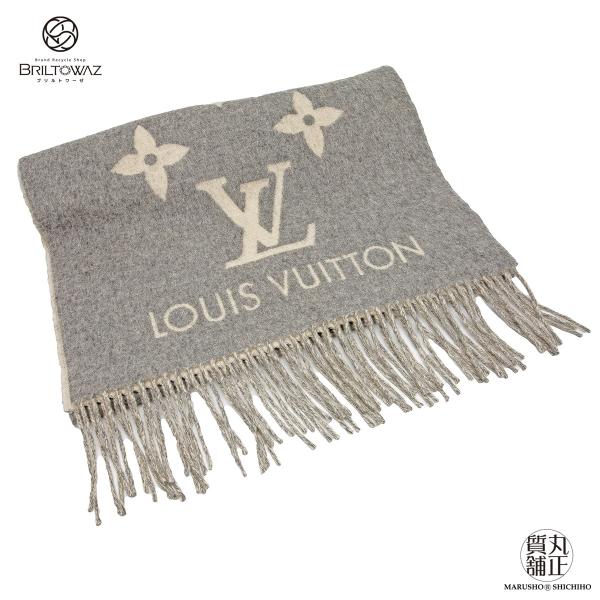 美品△正規品 LOUIS VUITTON ルイヴィトン M71126 エシャルプ レイキャビック カシミヤ100% ショール／マフラー ライトグレー イギリス製