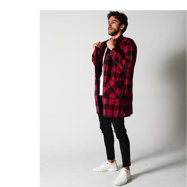 メンズ チェックコート コート VISARUNO 冬 赤チェック タータン