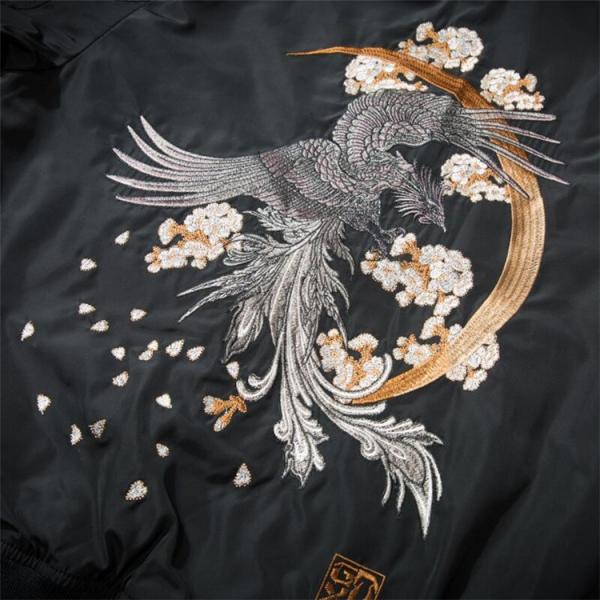 ブルゾン スカジャン メンズ 秋物 ジャケット ma-1 鳳凰 花柄 刺繍