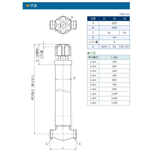 MT-2-20040 20ｍｍ×0.4ｍ 不凍水抜栓竹村製作所配管の凍結を防止