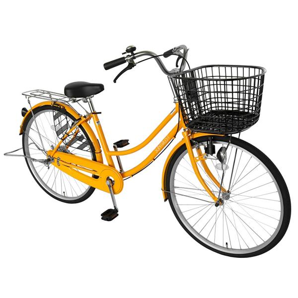 <特価>ママチャリ　黄色 ママチャリ 安い 26インチ 自転車 OGKカゴ 大きい シティ