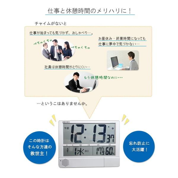 キンコンカンコン 掛け時計 セイコー 電波時計 デジタル チャイム