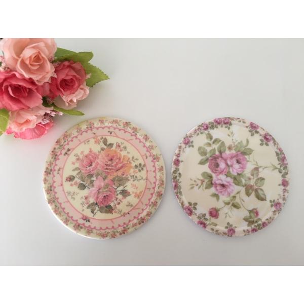 ガラス　コースター　バラ柄　6個セット コースター ローズ 6枚セット 薔薇雑貨 おしゃれ バラ rose キッチン
