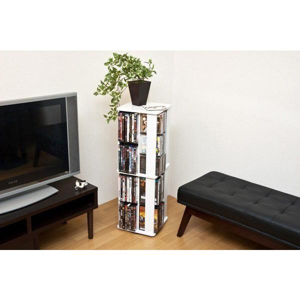 回転型タワーラック4段収納ラックCDラックブルーレイラックDVDラック