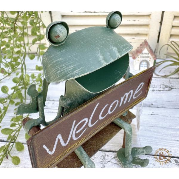 ブリキのカエル Welcome / カエル かえる 置物 かわいい 可愛い ブリキのカエル Welcome / カエル かえる 置物 かわいい 可愛い