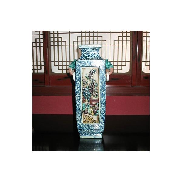 花瓶陶器九谷焼古九谷風糠川清章（はせがわせいしょう）作/【Buyee】