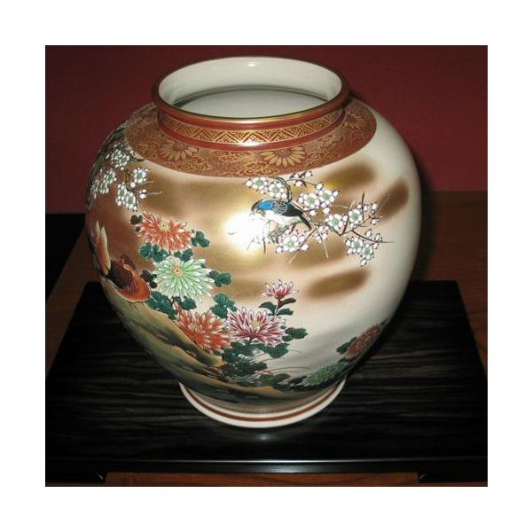 花瓶 陶器 九谷焼 大花瓶 本金おしどり 中田錦峰作 /【Buyee】