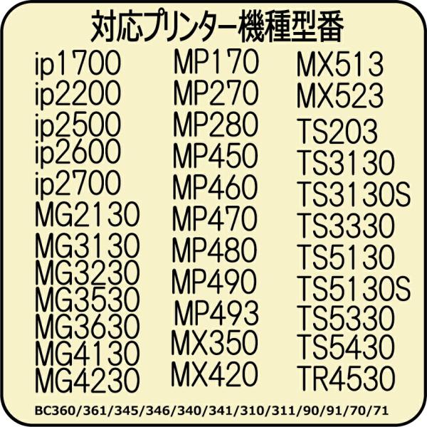 キヤノン canon BC-365 BC-360 BC-345 BC-340 BC-310 BC-90 BC-70