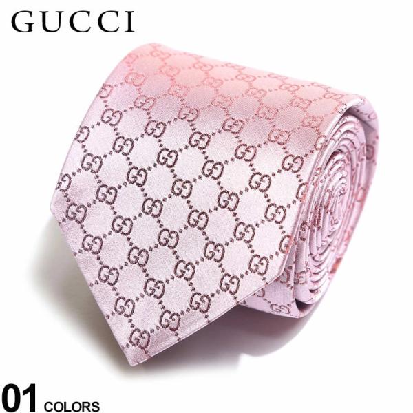 グッチ GUCCI シルク100％ GG ロゴ 総柄 ネクタイ ピンク ブランド