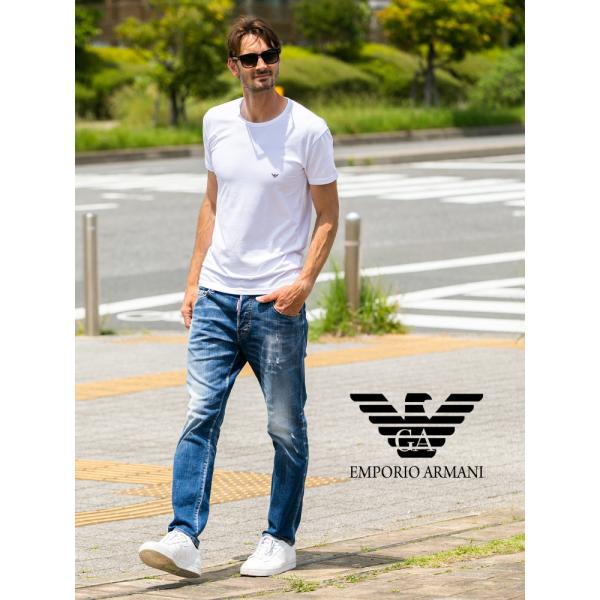 アルマーニ Tシャツ メンズ 半袖 EMPORIO ARMANI ロゴ プリント クルー