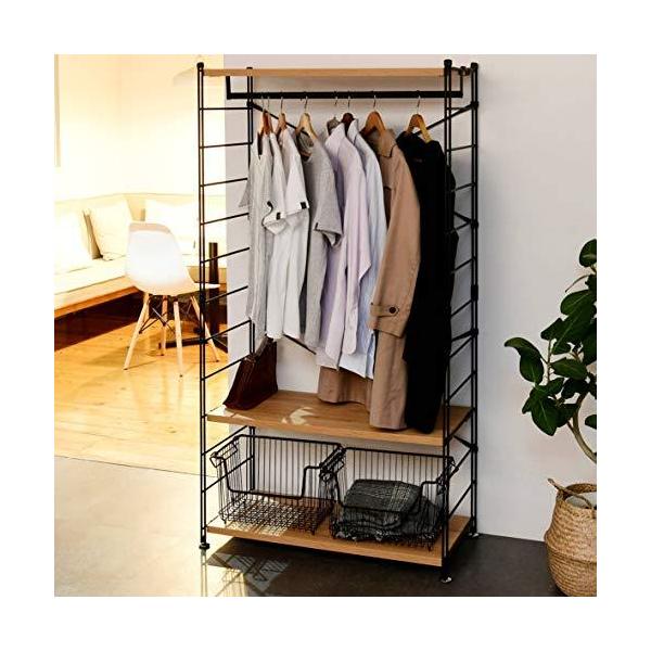 Amazon｜山善(YAMAZEN) ハンガーラック 木製 全体耐荷重100kg