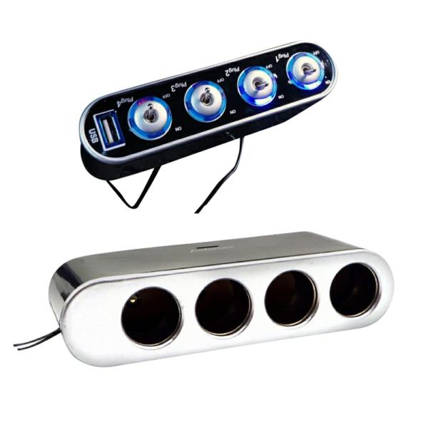 シガーソケット 4連 USB 2LED 12V 24V スマホ 充電 増設 車載用